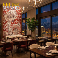Atemberaubendes Blumenmuster Handgeschnittenes Kunsthandwerk Glasmosaik-Wandbild Prachtvolles Interieur für Zuhause Hotel Luxuriöses Restaurant-Thema