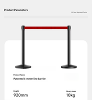 Poteau de signalisation rétractable noir en acier inoxydable de qualité professionnelle de 2 m avec corde, barrière de gestion de foule