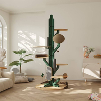 Arbre à chat de luxe moderne de 201 cm de haut à 6 niveaux en bois massif, tour de griffoir robuste et stable pour grands chats d'intérieur