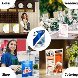 Recién llegado, soporte de señal de acrílico personalizado, paquete de 2 8,5*11 A4 A5 A6, soporte de señal de escritorio para exhibición de negocios - Product Image 3