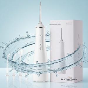Hydropulseur <span class=keywords><strong>dentaire</strong></span> électrique portable, étanche IPX7, blanc, sans fil, rechargeable par USB - Product Image 1