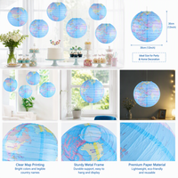 Lanterne en papier globe cartographique, décorations suspendues, lampe ronde pliable en papier pour la salle de classe, les fêtes d'anniversaire des enfants, la décoration de plafond à la maison