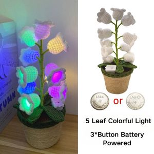 Lily thung lũng hiện đại <span class=keywords><strong>LED</strong></span> ánh sáng ban đêm sáng tạo Crochet Máy tính để bàn trang trí Pin hoạt động chậu cây món quà giáng sinh cho phòng ngủ - Product Image 5