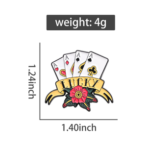 Lucky Poker 4 cartes de cul fleurs émail broches cartes à jouer créatives broches <span class=keywords><strong>sac</strong></span> à <span class=keywords><strong>dos</strong></span> revers Badge drôle bijoux cadeau - Product Image 6