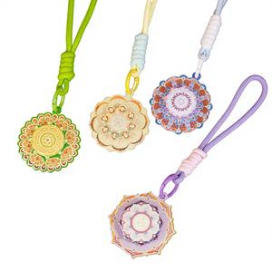 Autocollants rotatifs pour réfrigérateur, à suspendre en voiture, à motif floral, avec technique d'impression d'algues de Dunhuang, style culturel national, pour décoration de sites touristiques, en métal - Product Image 1