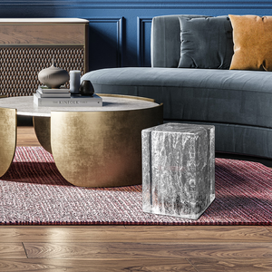 Nberhome transparent acrylic ice cube small table clear resin glass like art high-end table with pattern Nordic coffee table