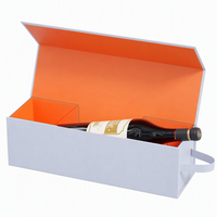 Boîte cadeau pour vin en carton premium recyclable avec laminage brillant magnétique pliable, ruban, 1 pièce, emballage pour spiritueux pour mariage
