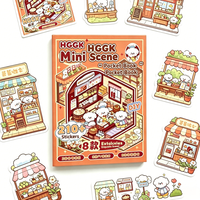 Autocollants de scène 3D Kawaii, décoration de maison miniature DIY, autocollants PET superposés, kit d'autocollants de paysage de dessin animé mignon