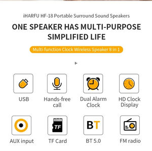 HF18W AUX Carte TF Radio FM Appels vocaux Multifonction 3 en 1 Réveil Écran Téléphone <span class=keywords><strong>portable</strong></span> Chargeur sans fil Haut-parleur Bluetooth - Product Image 2