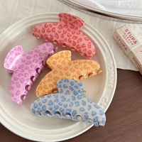 Pinces à cheveux YJL imprimées léopard colorées en PVC, style Y2K, multicolores, pince requin faite à la main 10 cm, logo personnalisable