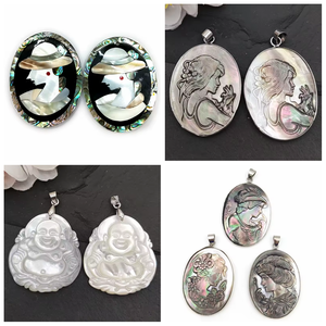 Colgantes de Joyería Bohemia con Mosaico de Conchas Peruanas y Abulón en Forma de Cuadros, Hechos a Mano, Venta al Por Mayor - Product Image 6