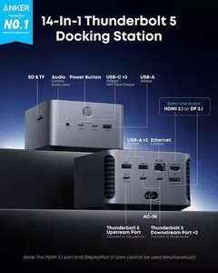 Docking Station <span class=keywords><strong>Prime</strong></span> Anker TB5 con Ricarica Massima 140W e Trasferimento Massimo 120Gbps con 14 Porte Thunderbolt 5 - Product Image 2