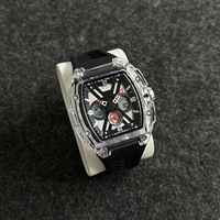 Montre à quartz au design créatif avec boîtier transparent, bracelet en silicone, montre de sport, montre numérique avancée pour homme, style mécanique pour homme