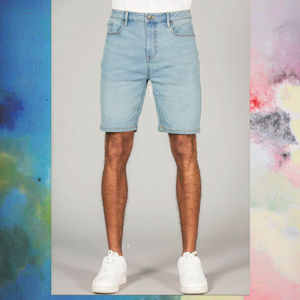 Shorts en denim double 100 % coton délavé à l'acide de haute qualité pour hommes, avec logo personnalisé, respirant, motif uni, style streetwear - Product Image 3