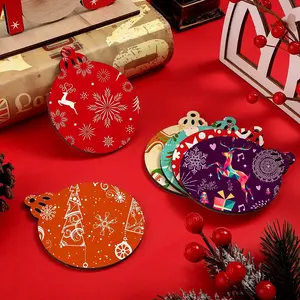 Сублимационный орнамент, персонализированные деревянные круглые пустые рождественские подвесные орнаменты, диски с веревкой для рождественского орнамента, DIY Декор