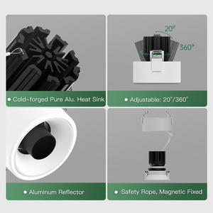 XRZLux 모던 스타일 15W 반 매입 형 LED 통 알루미늄 눈부심 방지 실내 매입 형 조명 밝기 조절이 가능한 LED 스포트라이트 - Product Image 2