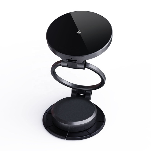 Portable Folding Magnetic Wireless Charger Phone Stand Car Air Vent Phone Holder 15W Fast Charger Car Suction Holder for Phone