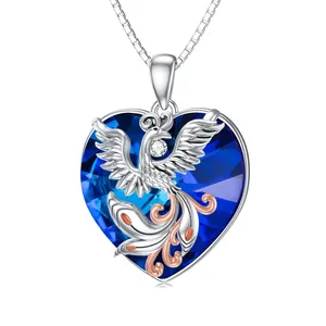 Phoenix collana cuore di cristallo 925 argento Sterling collana di cristallo anniversario compleanno gioielli regali per le donne