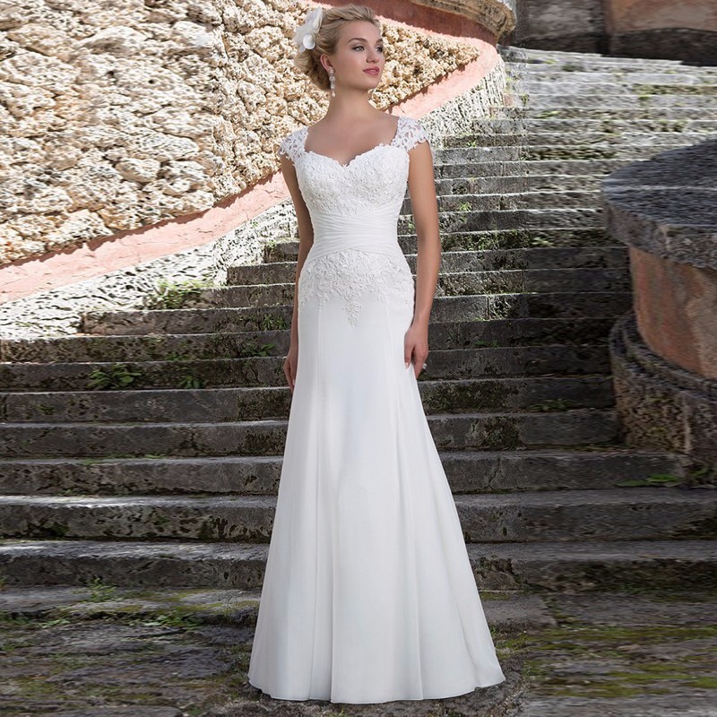 simple lace wedding dress no train