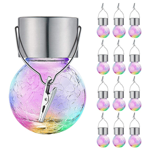 Lampes solaires suspendues <span class=keywords><strong>en</strong></span> forme de globe pour arbre, lanternes <span class=keywords><strong>en</strong></span> <span class=keywords><strong>verre</strong></span> craquelé, lampes d'extérieur étanches pour la cour, la rue, la terrasse, la clôture, décoration - Product Image 1