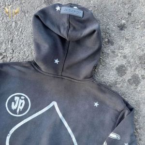 Custom Men Heavy Fleece Half <b>Spray</b> Washing Cropped Screen Flare Sweatpants Hoodie <b>Sets</b> Vintage - Product Image 2