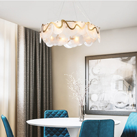 Lustre suspendu rond en or de style nordique, lampes suspendues en verre de Murano, lustre de luxe pour salon ou salle à manger