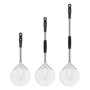 Regali di Natale 8 pollici traforato piccola <span class=keywords><strong>Pizza</strong></span> tornitore in acciaio inox con manico retrattile accessori per forno per <span class=keywords><strong>Pizza</strong></span> - Product Image 1