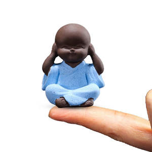 Dekorasi hewan peliharaan teh dapat naik Mini "empat Nos" Little Monk Zen Tea Set aksesoris Pot bunga dekorasi tanah liat ungu teh hewan peliharaan - Product Image 2