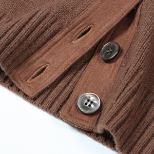 Wholesale Custom Women's <b>Brown</b> <b>Wool</b> Knit Cardigan, High Neck Long Sleeve Button Down Sweater, Ladies Casual Outerwear - Product Image 5