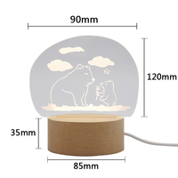 Belle Ours 3D Veilleuse LED Acrylique Lampe Base En Bois Affichage Éclairage Décoration Chambre Lumière pour Enfants