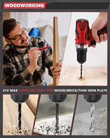 Kit d'Outils de Réparation Domicile et Automobile 286 Pièces avec Boîte à Outils à Roulettes, Perceuse sans Fil 21V et OEM en Acier Inoxydable