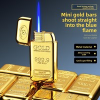 Briquet coupe-vent créatif en forme de lingot d'or, en métal, rechargeable, personnalisé, tendance, cadeau bijou pour homme