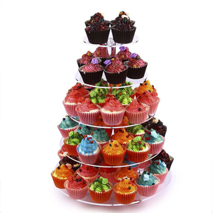 Eco-friendly 4 tier cake cupcake stand round clear transparent acrylic bakery display case cupcake stand