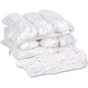 Boardwalk BWK220RCT 20 Oz. Têtes de balai serpillère en rayonne de qualité supérieure, à extrémités coupées, blanches (12/carton) - Product Image 1