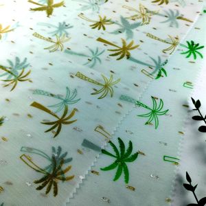 Vente d'été chaude motif noix de coco métallique Lurex Clip Dot mousseline de soie impression numérique <span class=keywords><strong>tissu</strong></span> résistant aux rides pour les robes de mariée - Product Image 3