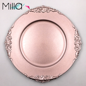 Assiette de présentation rose blush, sous-assiette, décoration de table, service de table pour mariage, fête, dîner - Product Image 1