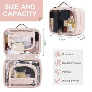 Bolsa de Aseo de Viaje, Bolsa de Maquillaje Transparente de 2 Capas con Asa, Organizador de Maquillaje Impermeable, Fábrica con Certificación BSCI - Product Image 5