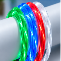 Kabel USB TPE 3in1 LED Flowing Light Braid Shielding 3A Fast Charging untuk Ponsel IPhone/Type-C/micro USB