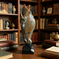 Figurine d'art populaire en résine 3D peinte à la main, tête de cheval - Décoration de table de style anglais pour la maison