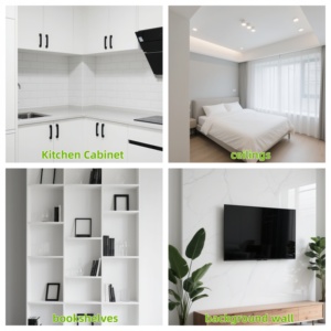 E1 lớp trắng <span class=keywords><strong>MDF</strong></span> Melamine Board 6mm-25mm nội thất trong nhà & trang trí khách sạn tiêu chuẩn thiết kế hiện đại - Product Image 5