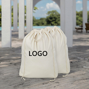 Hotel Washable <b>Drawstring</b> <b>Bag</b> 100% Natural Cotton <b>Laundry</b> <b>Bag</b> with Handles - Product Image 3