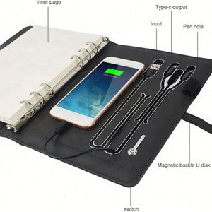 Agenda Inteligente, Cuaderno de Negocios, Regalo Empresarial, Carga Inalámbrica, Luz LED, Logotipo, Tamaño A5, Estilo de Tapa Dura, Cubierta de Cuero - Product Image 4