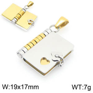 Colgantes y dijes de moda de acero inoxidable 316L chapados en oro PVD de 14K y 18K personalizados, dije de sobre y libro para la fabricación de joyas - Product Image 5