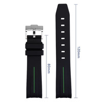 Bracelet de montre en caoutchouc sport GMT en acier de 20 mm, bracelet en silicone marron avec boucle à ardillon incurvée