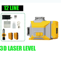 Niveau laser 3D à 12 lignes, auto-nivelant, 3 lignes croisées horizontales/verticales, outil laser vert super puissant pour le bricolage industriel