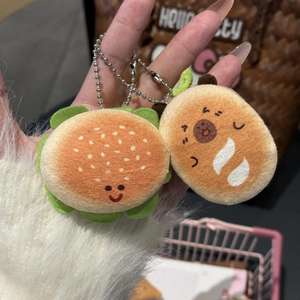 CE/ASTM peluche grossisti graziosi Hamburger Kawaii pane pane cibo personalizzato portachiavi colore per borse regali - Product Image 3