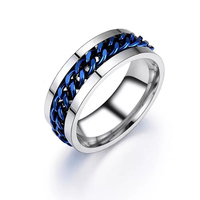 Vente chaude, anneaux de doigts ajustables en acier inoxydable pour rappeurs tendance, anneaux de doigts à rotation, plaqués or/argent/bleu/noir, personnalisés
