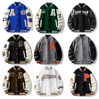 Blouson de baseball vierge en gros pour hommes, avec broderie appliquée, style bomber, hiver, grandes tailles, Hip Hop Fox
