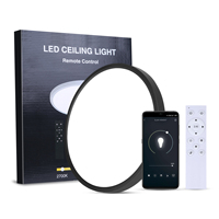 Plafonnier LED intelligent à commande à distance par application, ultra fin, 24W, à intensité variable, montage en surface, panneau lumineux rond, plafonnier moderne
