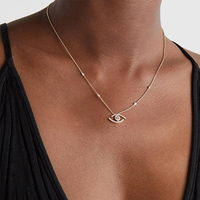 Gemnel Usine en gros or vermeil mauvais oeil CZ diamant lunette lustre collier pour les femmes